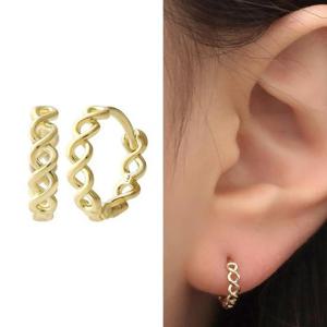 14K 트위스트 꼬임 골드 원터치링 금 귀걸이