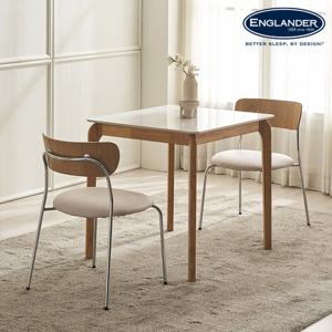 메사 캔디드 2인용 통세라믹 고무나무 원목 식탁세트(의자2)