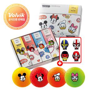 볼빅 디즈니 미키&프렌즈 비비드 골프공 1더즌+볼빅 볼마커 1개