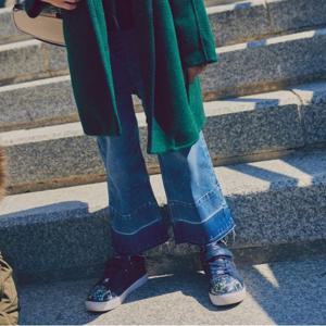 [헤지스 키즈]헤지스키즈 EARTH 약기모 와이드 데님 팬츠 HSW81PD51P_BU