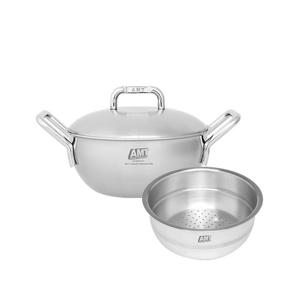 AMT 316Ti스텐 통5중 샤프 2종세트(양수웍20+찜기20) + 사은품 미니 실리콘 스파츄라(그레이) (RO0308)