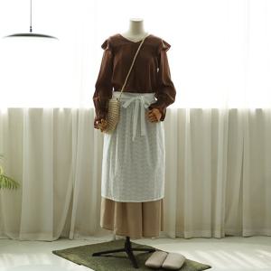 샵앤) 여성 국산 펀칭 레이스 허리 앞치마 ENA-WAP-0759-화이트