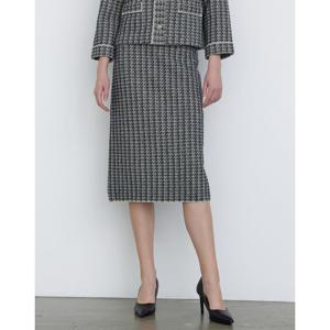 닥스 여성 24FW 반값세일SET-UP울 네이비 글리터 하운드투스 패턴 H라인 니트 스커트 DLSW4D811N3
