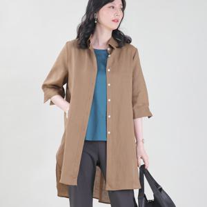 애비뉴투지 엄마옷 얼그레이 린넨 여름 칠부 롱 블라우스 B09404