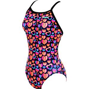 여자 실내 수영복 토네이도 원피스 강습용 스윔웨어 하트빔 오렌지