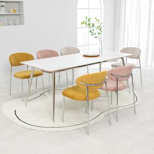 프랑크 세라믹 1800X800 사각 로즈 6인 식탁 세트 스테인리스 다리