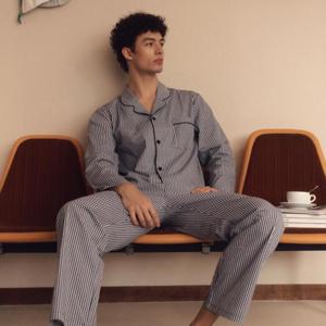 솔브 체크 패턴 50수 선염 체크 남성 파자마 상하의 SPA2431MT