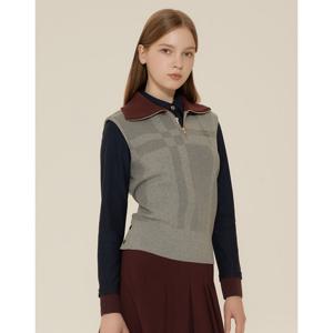 헤지스 골프 여성 24FW 가격인하그레이 여성 하프집 니트 베스트 HWSW4C614G2