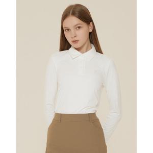 헤지스 골프 여성 24FW 화이트 여성 BASIC 긴팔 카라티 HWTS4C601OW