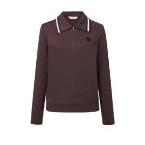 헤지스 골프 여성 24FW 와인 여성 하프집 슬림핏 카라티 HWTS4C612D3