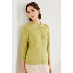 [유닛]코튼 혼방 배색 폴로넥 가디건 [UFH1-KCA151N]