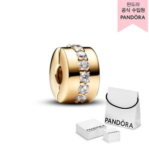 [판도라(주얼리)][백화점 보증서 제공]클리어 스파클링 보우 클립 참_761972C01