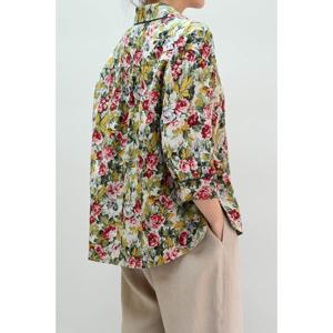 [비꼴리끄(여성)]린넨 프린트 칠부소매 셔츠 B232WB1020