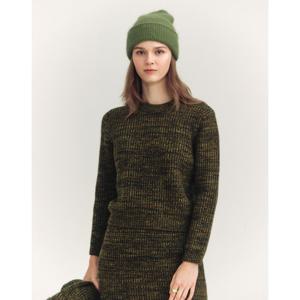 헤지스 여성 24FW 반값세일SET-UP캐시미어 멀티그린 변형조직 라운드넥 스웨터 HSSW4D903E2