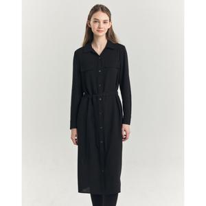 헤지스 여성 24FW 가격인하블랙 스트랩 셔츠형 원피스 HSDR4D804BK
