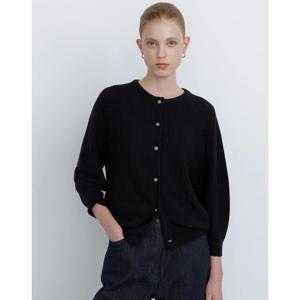 닥스 여성 24FW 가격인하울 블랙 짜임 포인트 7부소매 라운드넥 가디건 DLSW4D891BK