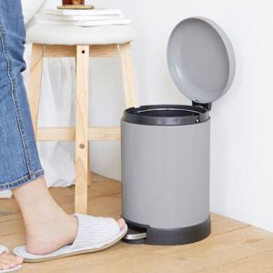 [하우스레시피] 밀리 무소음 페달 휴지통 원형 5L (그레이)