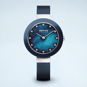 [마션틴트(잡화)][베링] 11429-387 여성용 베라 114 자개 세라믹 블루/실버 29mm