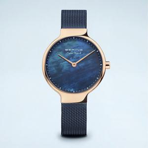 [마션틴트(잡화)][베링] 15527-367 여성용 컨투어 자개 블루/로즈골드 27mm