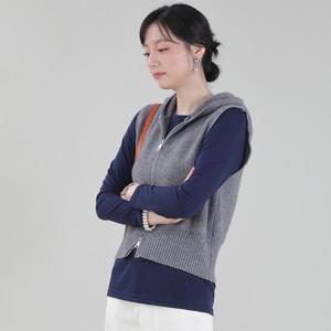 애비뉴투지 엄마옷 골지 후드 지퍼 봄 가을 숏 니트 조끼 V09448