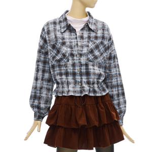 [포커스]스트링브러쉬체크블라우스 PBBF4F1BL5201