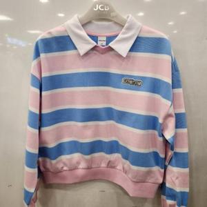 애플핑크 HC07 스트라이프크랍 카라 맨투맨 APK8T106GSP