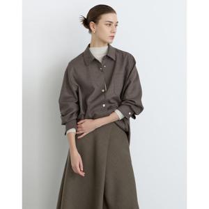닥스 여성 24FW울 세피아 멜란지 핸드메이드 긴소매 셔츠 DLSH4D903S3