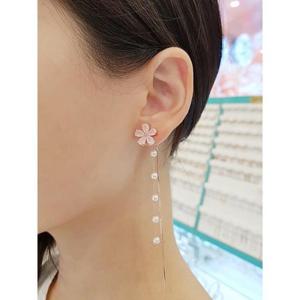 볼라레 세이브존01 20대친구생일선물 큐빅 핑크 플라워 드롭 귀걸이 spe759