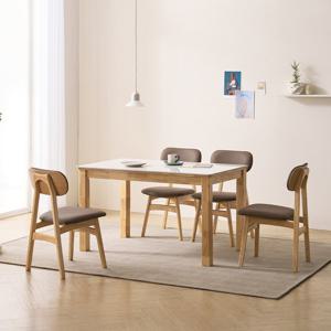 소티디자인 칸토 폴리싱 세라믹 4인 식탁세트 원목 내추럴 프레임 화이트유광 상판