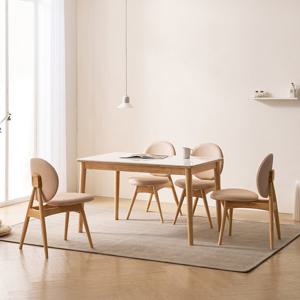 소티디자인 멜리 폴리싱 세라믹 4인 식탁세트 원목 내추럴 프레임 화이트유광 상판
