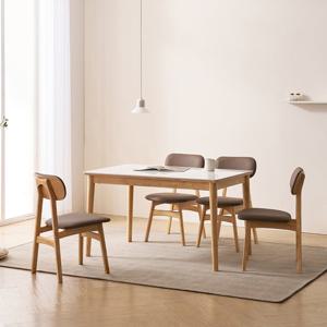 소티디자인 에비뉴 폴리싱 세라믹 4인 식탁세트 원목 내추럴 프레임 화이트유광 식탁