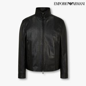 [엠포리오 아르마니]남성 리피트 로고 하이넥 레더 자켓(A514309005)