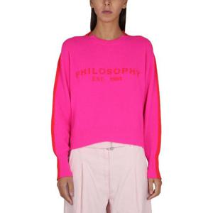 필라소피 디 로렌조 세라피니 여성 핑크 자수 라운드넥 긴팔니트 09090700_3217