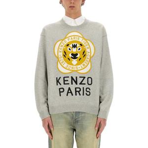 겐조 남성 그레이 로고 라운드넥 긴팔니트 FD65PU429_3BB93