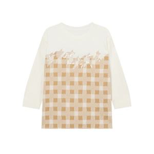 닥스 여성 24FW 클리어런스 베이지 소재 배색 7부소매 티셔츠 DLTS4D803I2