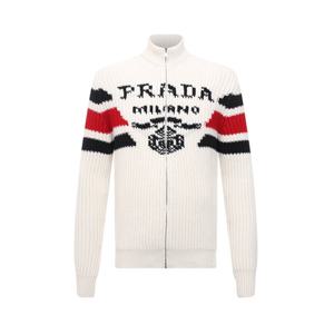 프라다 자카드 캐시미어 가디건 화이트 남성 UMG123 10O9 F0009