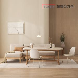 [3만원상품권]엘린 패밀리 원목 세라믹식탁 6인 세트 윈디카우치코너형