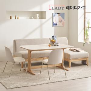 [3만원상품권]엘린 패밀리 원목 세라믹식탁 4인 세트 윈디카우치코너형