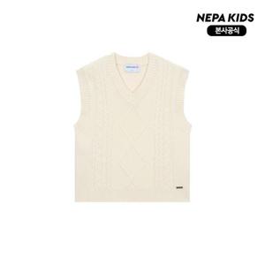[네파키즈/택가79,000] KK64001 브이넥 케이블 니트베스트 본사직영