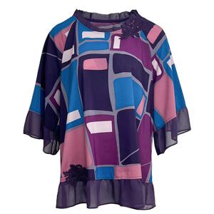 [데시데]프릴배색 모티브포인트 블라우스 DOM174