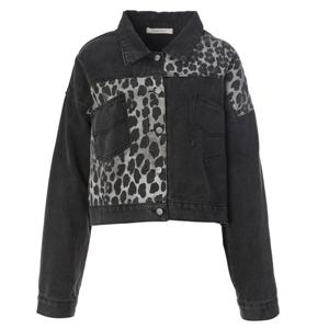 [페이지플린]카라넥 호피 배색 데님 자켓 (F4CJK020)