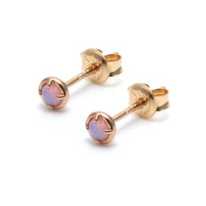 [비앤비골드] 14K 탄생석 원포인트 10월 핑크오팔 귀걸이 한쌍 JNE22748