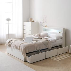 마르체 리움 LED통서랍 더블 수납침대+독립매트리스 BKC799C (착불)
