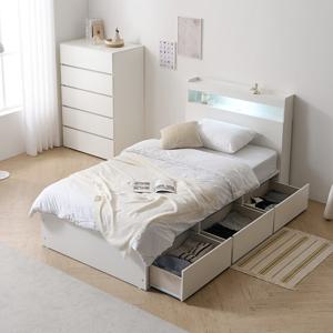 마르체 리움 LED 통서랍 수납 침대프레임 슈퍼싱글 BKC761C (착불)