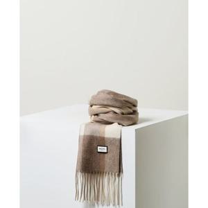 [헤지스ACC] 베이지 체크 캐시미어혼방 머플러 HIMU4F221I2