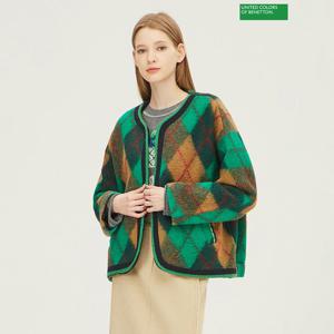 베네통 레고 체크 코트 BACTB2461_GN