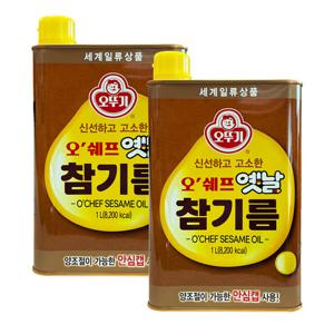 오뚜기 오쉐프 옛날 참기름 1L (캔) 2개