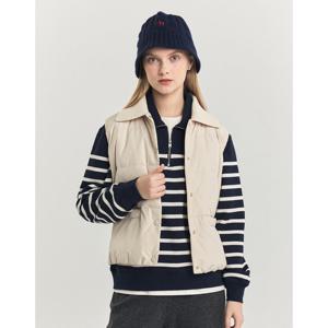 헤지스 여성 24FW구스다운 라이트베이지 카라 숏 중량다운 베스트 HSJU4D905I1