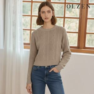 [올젠] 여성 라운드 베이지 니트 (ZLC4ER1104)