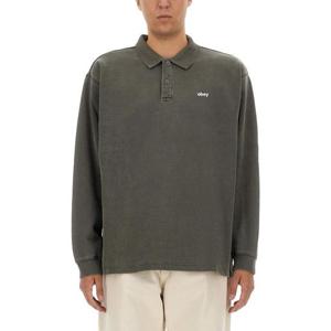 오베이 남성 카키 면 긴팔 폴로 111620088_DIGITALBLACK